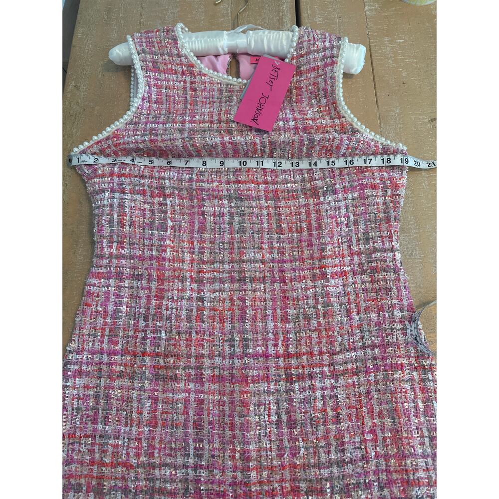 Betsey Johnson stunning Pink Tweed Dress with Pearl Detailing size 10 NWT - Picture 10 of 12